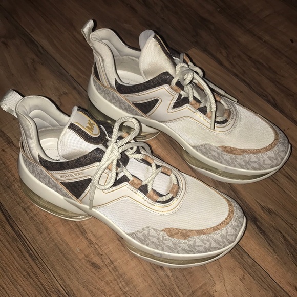 Michael Kors Shoes - Michael Kors Olympia extreme Two Tone Logo and Canvas trainer sneakers size 9.5